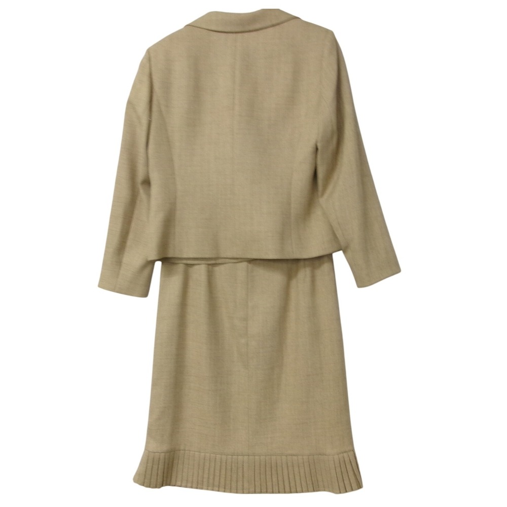 Le Suit Petite Women's Beige Herringbone Piece Skirt Suit Set Blazer & Skirt 12P - Picture 4 of 4